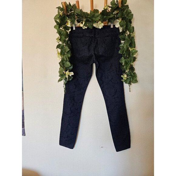 Banana Republic Velvet Skinny Jeans 27L Navy Floral Pants Soft Stretch - Picture 15 of 16